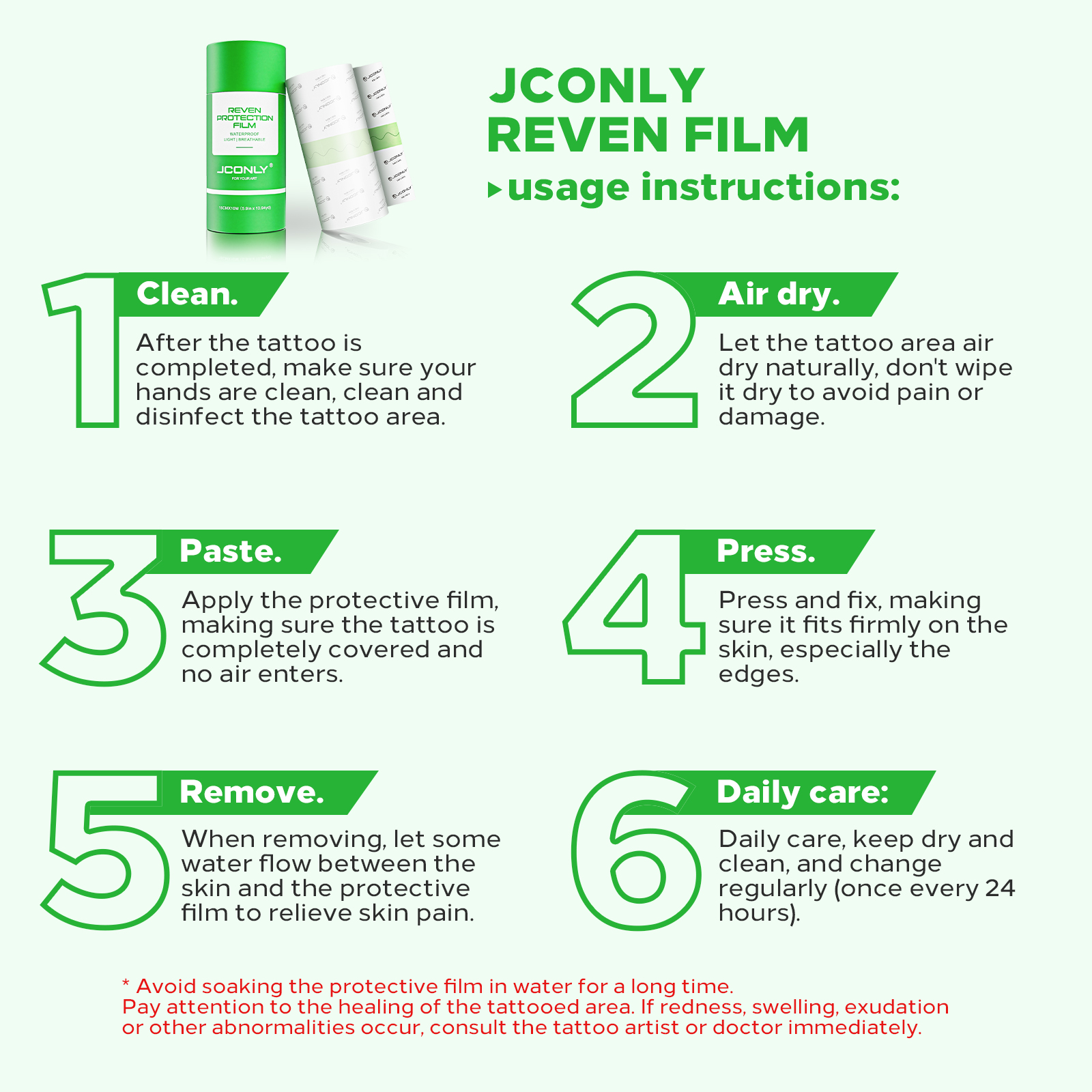 JCONLY Reven 0.02mm Matte Tattoo Protection Film Roll (10cm x 10m)