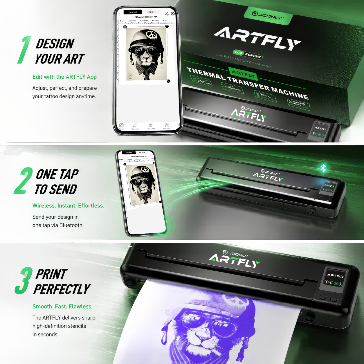 JCONLY Artfly Wireless Portable Tattoo Stencil Printer