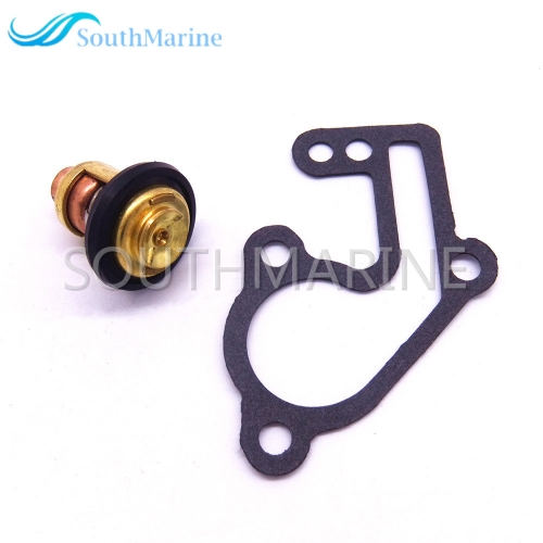 SouthMarine Boat Engine 6E5-12411-00 6E5-12411-02 Thermostat and 682-12414-A1 Gasket for Yamaha 9.9hp 15hp 2-Stroke E9.9B E15B 9.9C Outboard Motor