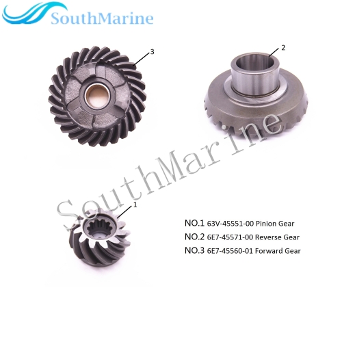 Outboard Engine 63V-45551-00 Pinion & 6E7-45571-00 Reverse & 6E7-45560-01 Forward Gear for Yamaha F15 Boat Motor