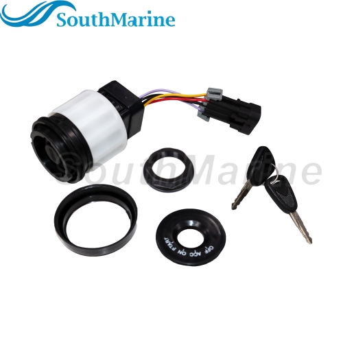 Boat Motor 87-893353A03 Ignition Key Switch with Housing for Mercury Mercruiser Quicksilver Mariner, 4 Position