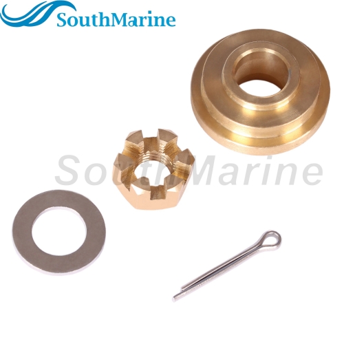 Outboard Motor 6G1-45987-02 01 6N0-G5987-10 Spacer, 90201-10M01 Plain Washer, 90171-10M01 Castle Nut for Yamaha 6HP 8HP 9.9HP