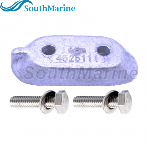 Outboard Engine 65W-45251-00 6E0-45251-11 6E0-45251-12 Lower Unit Gearbox Anode for Yamaha 4HP 6HP 8HP 9.9HP 15HP, Zinc Alloy