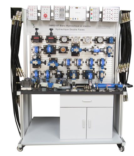 学校実験室メカトロニクストレーニング機器用の両面電気油圧トレーナー職業教育機器