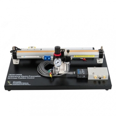 Электропневматический комплект. Управление потоком в пневматической линии. Тренажер. Школьное образовательное оборудование. Профессиональное учебное оборудование. Рабочий стол. Учебное оборудование по мехатронике.