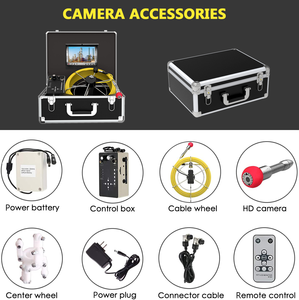 Sewer Camera 100ft Snake Cam with DVR Video Pipe Inspection Equipment 7 inch LCD Monitor Duct HVAC 1000TVL Sony CCD Borescope Endoscope Waterproof Ip68 Cable 30M (Free 8GB SD Card)