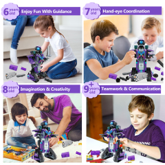 STEM Robot Toys for Kids, Cool Science Building Block Kit for Boy and Girl, Fun Educational Remote Control Toy with App Control for Learning for 8 9 10 11 12 13 14 Year Old Boys and Girls (Purple)