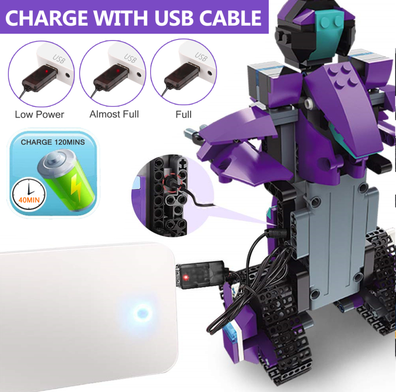 STEM Robot Toys for Kids, Cool Science Building Block Kit for Boy and Girl, Fun Educational Remote Control Toy with App Control for Learning for 8 9 10 11 12 13 14 Year Old Boys and Girls (Purple)