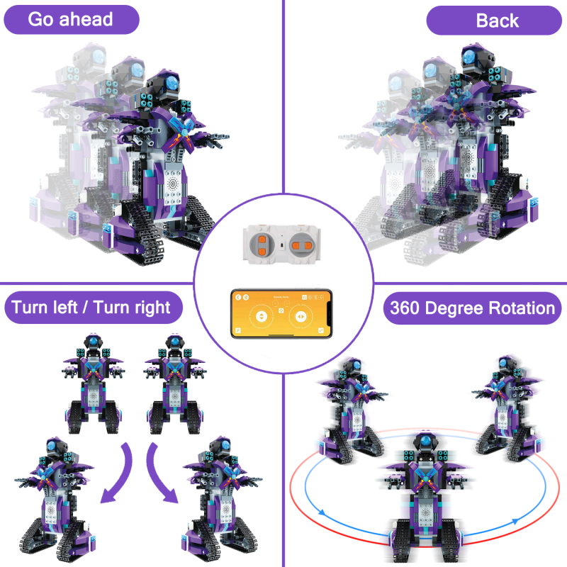 STEM Robot Toys for Kids, Cool Science Building Block Kit for Boy and Girl, Fun Educational Remote Control Toy with App Control for Learning for 8 9 10 11 12 13 14 Year Old Boys and Girls (Purple)