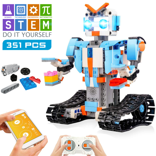 STEM Robot Toys For Kids, Cool Science Building Block Kit For Boy And Girl, Fun Educational Remote Control Toy with App Control for Learning For 8 9 10 11 12 13 14 Year Old Boys And Girls (Light Blue)