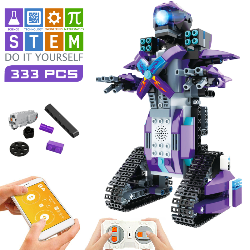 STEM Robot Toys for Kids, Cool Science Building Block Kit for Boy and Girl, Fun Educational Remote Control Toy with App Control for Learning for 8 9 10 11 12 13 14 Year Old Boys and Girls (Purple)