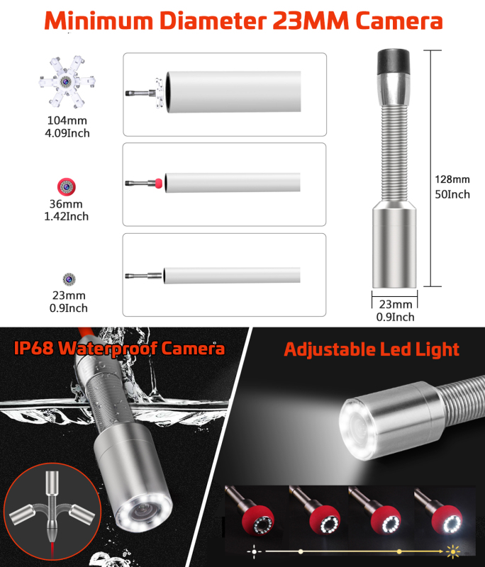 Aukfa Sewer Camera 100ft Snake Cam with Distance Counter DVR Video Sewer Pipe Inspection Equipment 7 inch LCD Monitor Duct HVAC 1000TVL Endoscope Waterproof IP68 Camera (8GB SD Card)