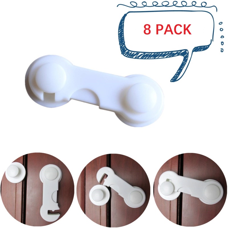 Baby Child Safety Cabinet Locks,GiMe-US Easiest 3M Adhesive Baby Proofing Latches,No Tools are Needed,Use for Multi-Purpose for Furniture,Kitchen,Ovens,Toilet Seats,Fridge,Cupboard(8Pack)