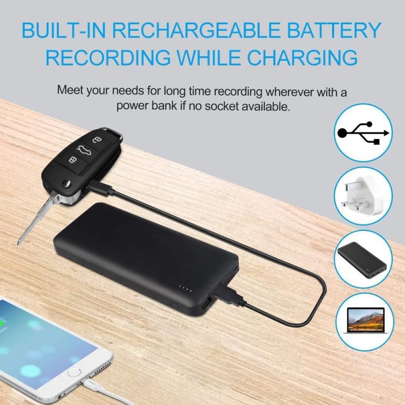 Anysun HD Camera 1080P Dvr Multifunctional Car Key Chain Mini Cam Dvr IR Night Vision Motion Detection Perfect Indoor Covert Security Camera for Home and Office S820
