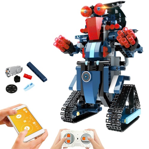 Building Block Robot Toy for Kids, Educational Remote &amp; APP Control RC STEM Robot Toys Kit for Kids DIY Rechargeable Robotics Build Learning Kits for Boys and Girls Birthday Gift (349 Kits)