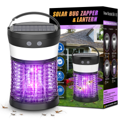 Bug Zapper for Outdoor and Indoor, Electric Mosquito Zappers Killer - Insect Fly Trap,Waterproof Powered Mosquito Lamp with 3 Lighting Modes,USB Type C Solar Charging for Home,Hiking,Backyard,Patio