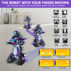 STEM Robot Toys for Kids, Cool Science Building Block Kit for Boy and Girl, Fun Educational Remote Control Toy with App Control for Learning for 8 9 10 11 12 13 14 Year Old Boys and Girls (Purple)