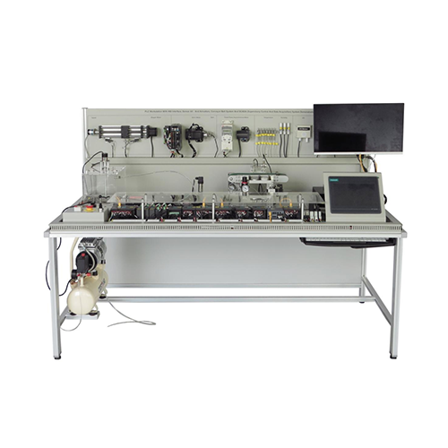 Stazione di lavoro PLC con interfaccia HID, kit sensori e attuatori, sistema di nastri trasportatori e kit dimostrativo del sistema SCADA (controllo di supervisione e acquisizione dati) Attrezzatura per la formazione professionale