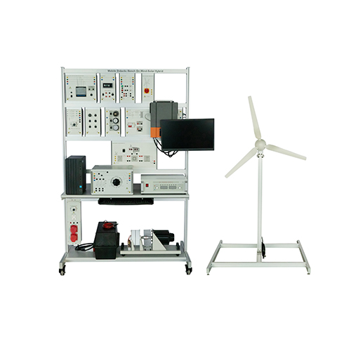 Banc didactique mobile sur équipement pédagogique hybride éolien-solaire, équipement de formation professionnelle, équipement de formation sur éoliennes