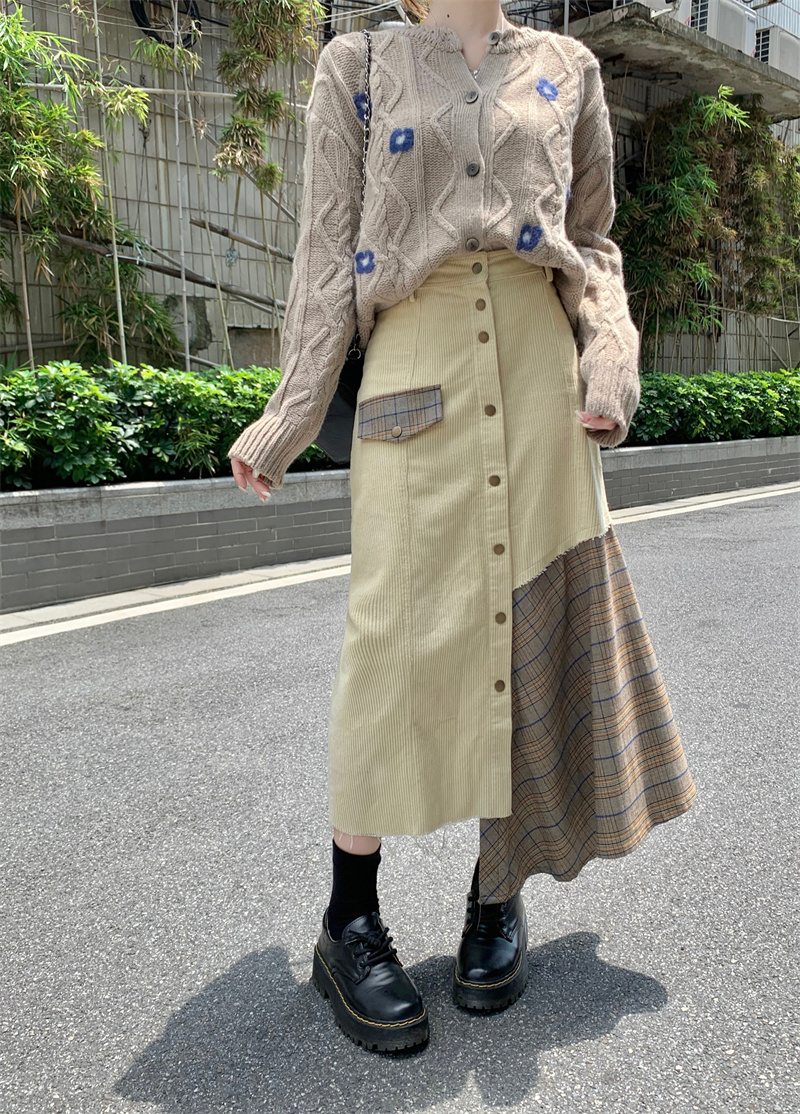 新品タグ付16000円 soeur7 異素材コーデュロイスカート - スカート
