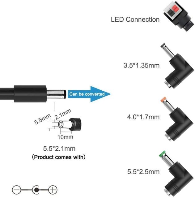 IBERLS 36W 12V 3A (Compatible with 2A) Power Supply Adapter for CCTV Camera, LED Strip Light ect Household Electronics, 5.5x2.1 DC Plug with 4 Connector(LED Connection, 4.0x1.7, 3.5x1.35, 5.5x2.5)