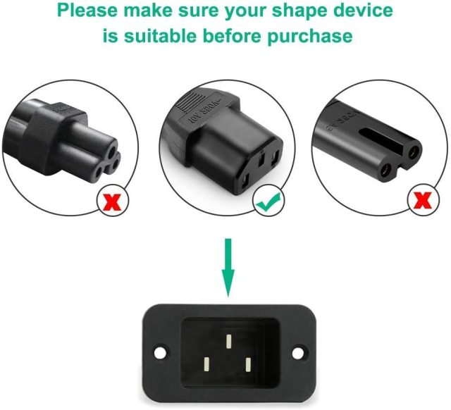 IBERLS Computer Monitor TV Power Cord, 3 Prong Plug for LG, Sony, Sam sung, Toshi ba, Sanyo, Asus, Aoc, HP, Dell Computer Monitor Replacement 18 AWG AC Power Cable [UL Listed]