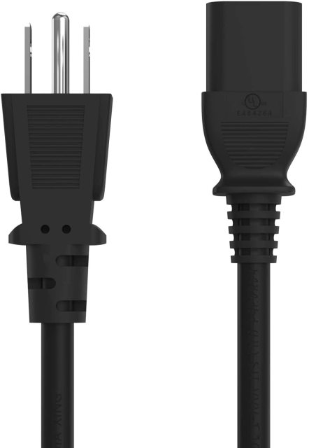 IBERLS Computer Monitor TV Power Cord, 3 Prong Plug for LG, Sony, Sam sung, Toshi ba, Sanyo, Asus, Aoc, HP, Dell Computer Monitor Replacement 18 AWG AC Power Cable [UL Listed]
