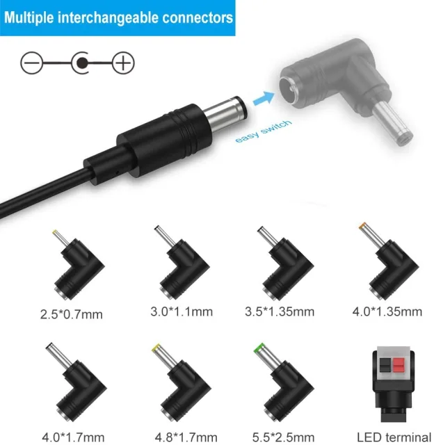 IBERLS Universal 12V Car Charger, DC 5.5x2.1mm to Cigarette Lighter with 8 Connector(5.5x2.5, 4.8x1.7, 4.0x1.7, 4.0x1.35, 3.5x1.35, 3.0x1.1, 2.5x0.7, LED) for Breast Pump/GPS/Camera/CD Player and More