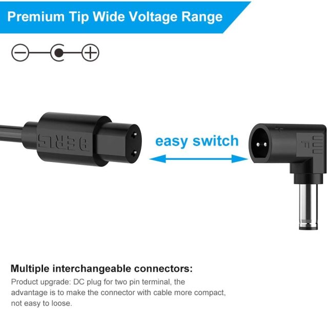 IBERLS Universal 5V DC Power Cable, USB to DC 5.5x2.1mm Plug Charging Cord with 9 Connector Tips(5.5x2.1mm, 5.5x2.5mm, 4.0x1.7mm, 3.5x1.35mm, 2.5x0.7mm, 3.0x1.1mm, Micro, Type-C, LED Terminal)