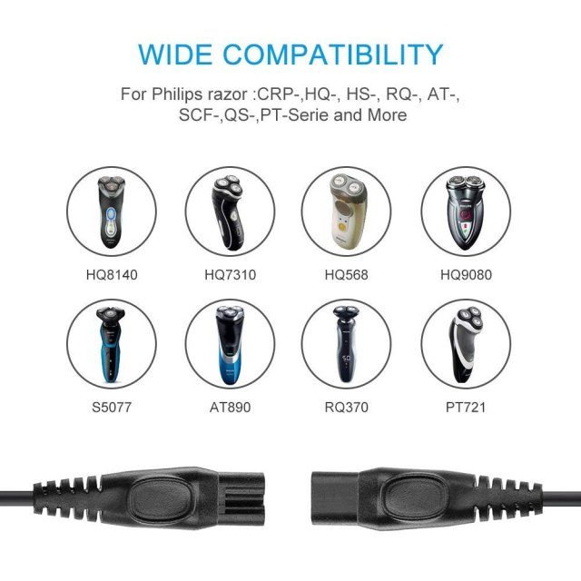 IBERLS DC 15V Philips Shaver Norelco HQ8505 Charger Power Supply Adapter Cord for Philips Norelco 7000, 5000, 3000 Series Razor Multigroom Pro All-in-One Grooming Trimmer, Precision, Bodygroom etc.