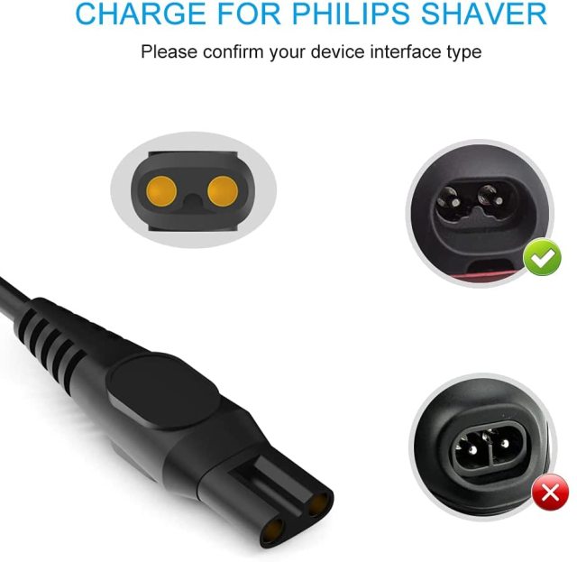 BERLS 15V Philips Shaver Charger Power Cord for Philips Razor Norelco HQ8505, Compatible with Series 3000 7000 9000 Multigroom Pro All-in-One Grooming Beard Trimmer, Precision, Bodygroom