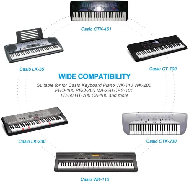 BERLS 9V Keyboard Power Supply Adapter for Casio AD-5 AD-5UL AD-5MU AD-5MR AD-5MLE AD-5ML AD-5GL AD-5EL (CTK, CT, MT, LK, CA, HT, CPS, PRO, WK Series), Replacement Casio Power Lead Adaptor charger