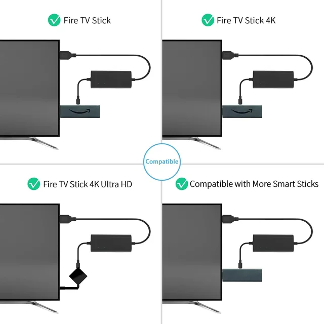 BERLS Fire Stick TV Power Adapter, USB Power Cable for Fire TV Stick 4K