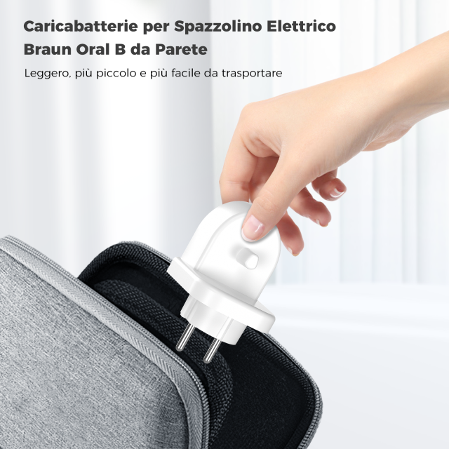 Caricatore Spazzolino Elettrico per Oral-B Pro 600 750 3 3900N, Oral-B Genius 8500 9000N, Oral-B Smart 4 4500 6 6000N, Oral-B Vitality, Caricabatterie per Spazzolino Elettrico Braun Oral-B da parete