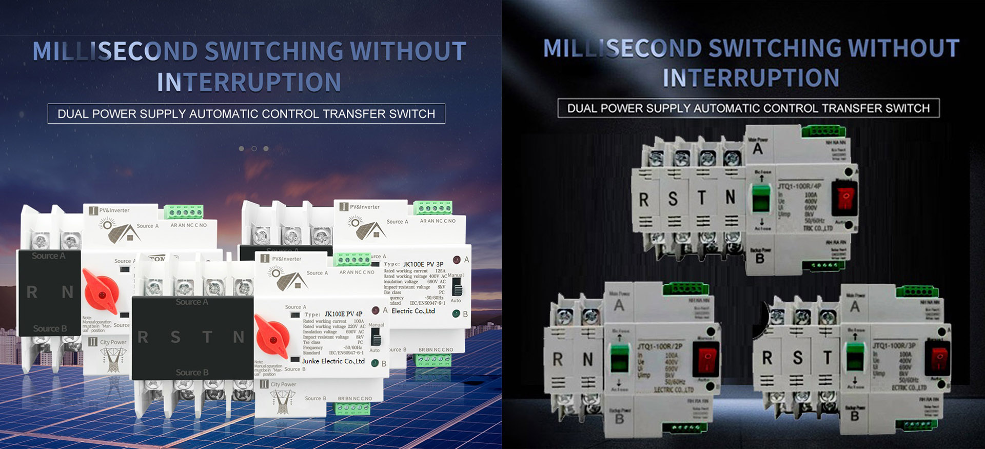 0.008 Second transfer A to B Automatic transfer switch changer over switch Socomec design solar Photovoltaic generator power