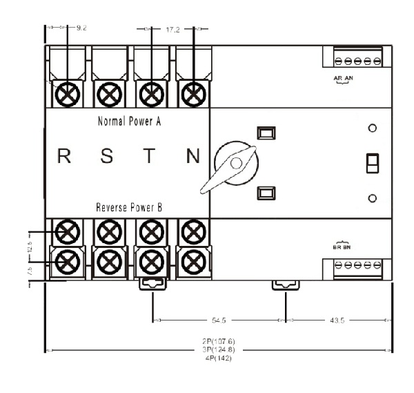 100E 125A 4P Din rail Generator Automatic Transfer Switch