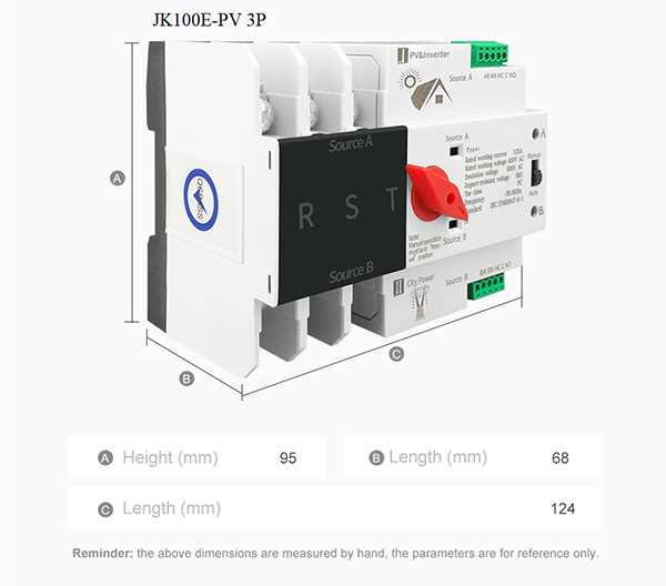 100E 125A 3P 0.008S excitation Solar photovolt Automatic Transfer Switch