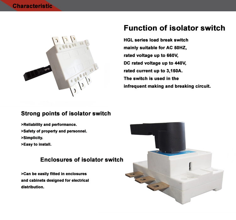 3P 100A-3150A ac isolate switch Low Voltage Disconnector Switch