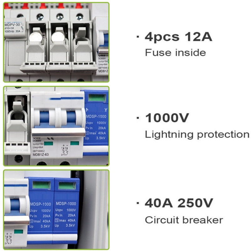 JKPV/6-1 DC 1000V PV PHOTOVOLTAIC COMBINER BOX STRING OFF-GRID SOLAR ARRAY SYSTEM WITH LIGHTNING ARRESTER