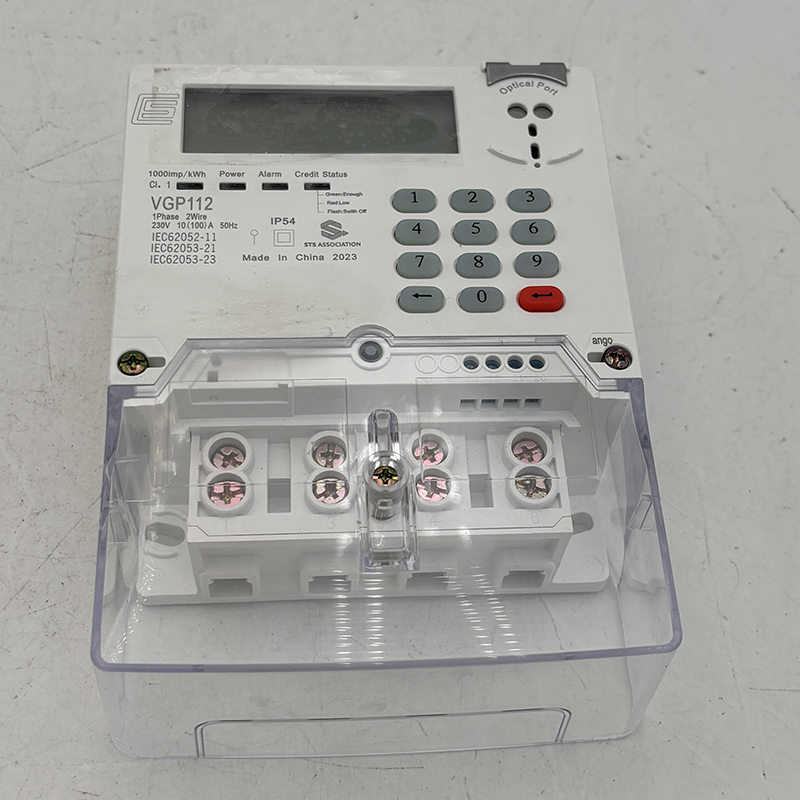 Factory OEM VGP112 STS Standard Keypad Prepaid Energy Meter, Single Phase 2 Wire 10(100)A 230V LCD Display IP54 Prepayment Watt Hour Meter With Anti-tamper Terminal Cover