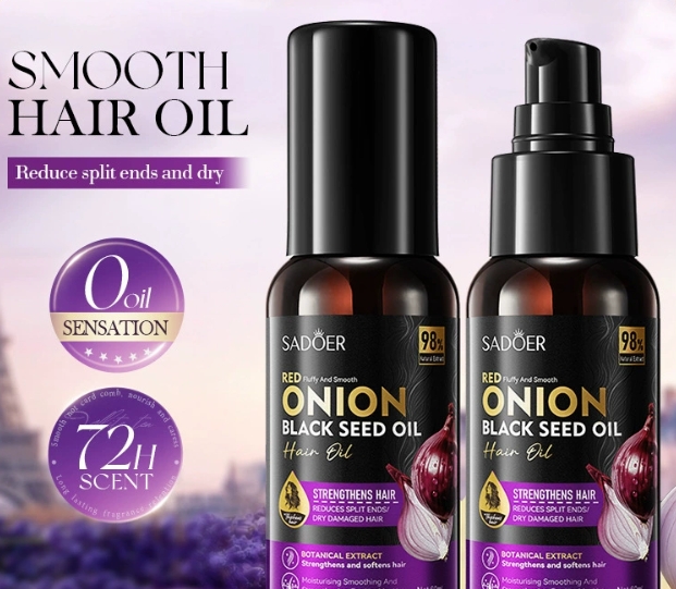 Best price SADOER Onion Black Seed Oil Smooth Hair Care Essential Oil Moisturizing Hair Care Essential Oil