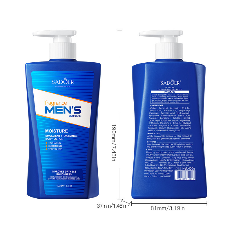 Men's moisturizing scented body lotion for hydration and skin brightening specially for men.