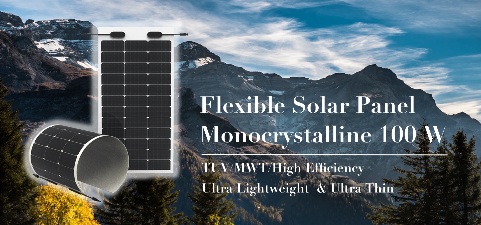 Shawllar 100 Watt 12 Volt Flexible Monocrystalline Solar Panel