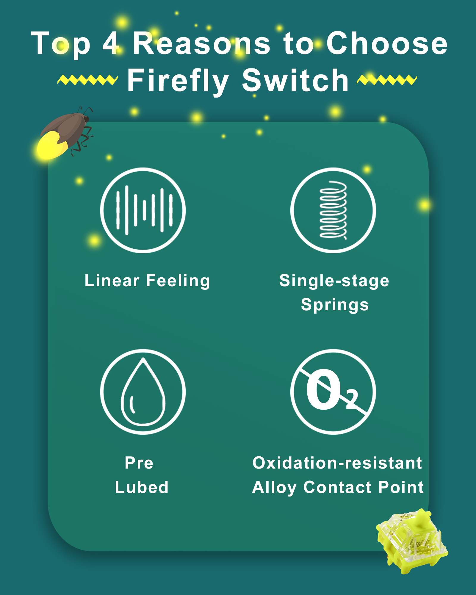 Tecsee Firefly Mechanical Keyboard Switch Custom DIY 5PIN RGB SMD Hot-Swap POM Linear Switches