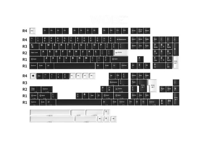 Tecsee White Black Keycaps