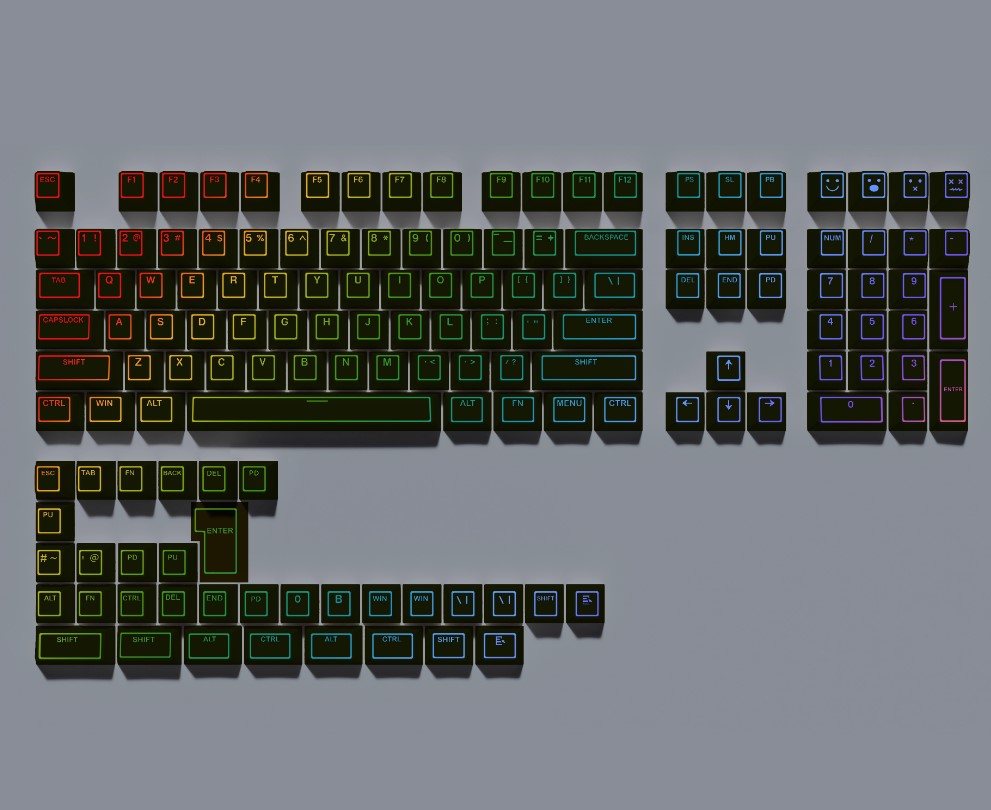 TECSEE Cherry Profile 142Keys  PBT Black/White Keycaps for Mx Hot Swap Switches Mechanical Keyboard
