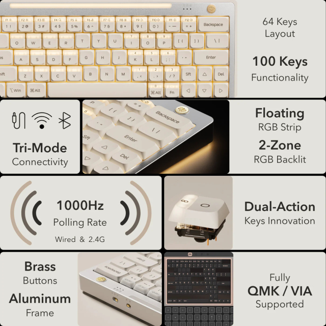 Hesper64(100) Dual-Action Low-Profile Keyboard
