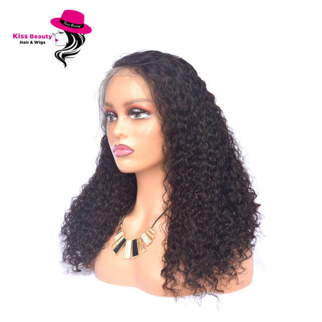 KissBeauty Jerry Curly 13x4 Lace Front Wig long Bob Frontal Human Hair Wigs curly Brazilian Remy Pre Plucked 13x4 Closure 200% Density