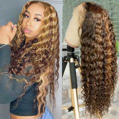 KissBeauty P4/27 Deep Wave hair bundles Piano color hair bundles 100g 100%