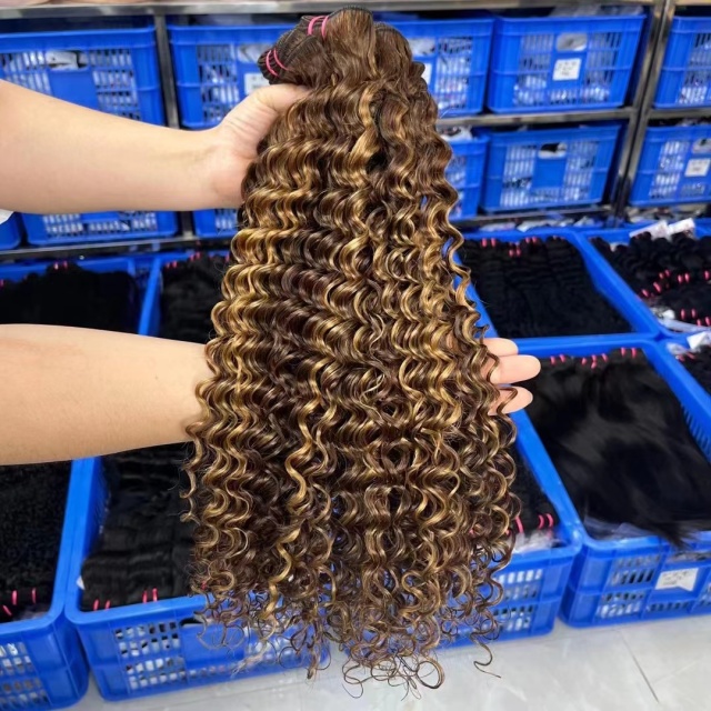 KissBeauty P4/27 Deep Wave hair bundles Piano color hair bundles 100g 100%